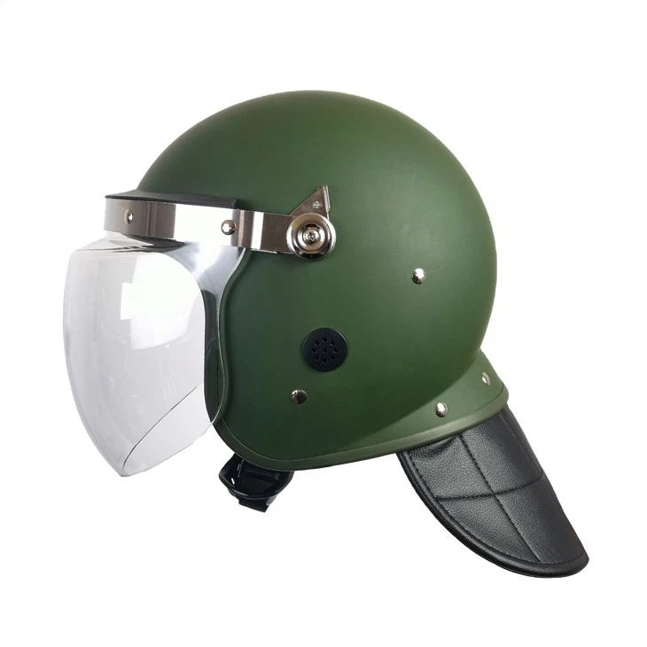 Green Military Supplies Polyethylene Army Anti Riot Helmet With Gas Mask Hook